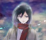  bad_id bad_pixiv_id black_eyes black_hair mikasa_ackerman painapo scarf shingeki_no_kyojin short_hair solo 