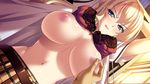  16:9 angry arms_up bishop bishop_(company) blonde_hair blue_eyes breasts cleavage clenched_teeth large_breasts mesu_kyoushi_3 mizushima_oonari nipple_teasing nipple_tweak nipples saeki_riana sweat teeth 