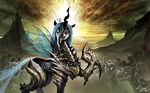  2013 ambiguous_gender blue_hair changeling detailed_background equine female feral friendship_is_magic green_eyes group hair horn looking_at_viewer mammal my_little_pony outside queen_chrysalis_(mlp) saliva signature wallpaper wings ziom05 