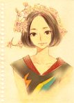  bad_id bad_pixiv_id brown_eyes brown_hair looking_at_viewer nocchi_(perfume) perfume short_hair simple_background solo tima 
