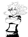  armband crossed_arms greyscale hakuryuu_(inazuma_eleven) inazuma_eleven_(series) inazuma_eleven_go lineart long_hair male_focus monochrome simple_background soccer_uniform solo sportswear white_background zero_(inazuma_eleven) zuwai_kani 