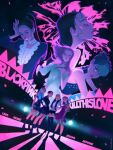  4girls absurdres aqua_hair artist_name artist_name_(singer) black_boots blackpink blue_hair blunt_bangs boots brown_hair chalseu choker clenched_teeth closed_eyes commentary crown dress dutch_angle english_commentary floating_hair full_body high_heel_boots high_heels high_ponytail highres jennie_(blackpink) jisoo_(blackpink) lisa_(blackpink) long_hair looking_at_viewer multiple_girls multiple_views pink_dress pink_lips ponytail rose_(blackpink) shadow teeth thigh_boots twintails 