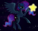  blue_hair cutie_mark equine female feral friendship_is_magic green_eyes hair horn horse mammal my_little_pony navel pony princess princess_luna_(mlp) royalty sherbet-boo smile solo star winged_unicorn wings 