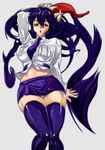  black_hair black_legwear breasts curvy extra_mouth filia_(skullgirls) freeride-art highres impossible_clothes impossible_shirt large_breasts long_hair long_tongue midriff miniskirt navel necktie panties pantyshot pantyshot_(standing) prehensile_hair puckered_lips red_eyes samson_(skullgirls) school_uniform shirt skirt skullgirls solo standing thick_thighs thighhighs thighs tongue underwear yellow_eyes 