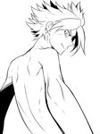  from_behind greyscale inazuma_eleven inazuma_eleven_(series) lineart male_focus monochrome nagumo_haruya shirtless simple_background solo white_background zuwai_kani 