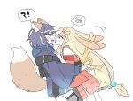  !? 2girls animal_ear_fluff animal_ears bare_shoulders beads black_hair blonde_hair blue_hair blue_hoodie blush cho_kaguya-hime! commentary_request crescent crescent_hair_ornament detached_sleeves eye_contact face-to-face forehead_jewel fox_ears fox_tail from_side green_eyes hair_beads hair_ornament hand_on_another's_cheek hand_on_another's_face highres hood hoodie kaguya_(cho_kaguya-hime!) kaguya_(tsukuyomi)_(cho_kaguya-hime!) korean_commentary long_hair long_sleeves looking_at_another lop_rabbit_ears multicolored_hair multiple_girls open_mouth orange_eyes pout profile rabbit_ears sakayori_iroha sakayori_iroha_(tsukuyomi) short_hair simple_background spoken_interrobang tail twitter_username two-tone_hair very_long_hair wheloo3rd white_background yuri 