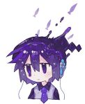  1girl beret chicken_salad_(8ntasjmpkm90039) closed_mouth commentary_request dripping_eye hat lowres necktie portrait purple_eyes purple_hair purple_necktie short_hair simple_background solo utane_uta utau white_background 