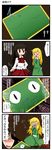  4koma aruva blonde_hair blush blush_stickers brown_hair closed_eyes comic dress drooling empty_eyes highres ib ib_(ib) long_hair mary_(ib) multiple_girls open_mouth painting_(object) red_eyes skirt smile tears translated 