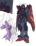  alternate_color alternate_universe commentary_request crossed_arms g_gundam glowing glowing_eyes god_gundam green_eyes gundam highres looking_at_viewer master_gundam mecha mecha_focus mobile_suit no_humans oakaki000 robot science_fiction solo super_robot v-fin 