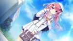  1girl back_bow blue_eyes bow bowtie briefcase buttons cape da_capo da_capo_v day double-breasted dutch_angle emblem flower from_below game_asset hair_flower hair_ornament hat highres holding holding_briefcase jacket light_smile long_hair long_sleeves miniskirt non-web_source official_art outdoors pink_hair pleated_skirt sailor_collar school school_briefcase school_uniform shirakawa_aika sidelocks skirt sky sleeve_cuffs standing striped_clothes tanihara_natsuki tucking_hair twintails visual_novel_cg white_cape white_hat white_jacket white_sailor_collar white_skirt yellow_bow yellow_bowtie 