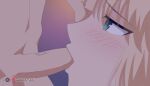  1boy 1girl artist_name artoria_pendragon_(fate) blonde_hair blue_eyes blush couple emiya_shirou eyelashes fate/stay_night fate_(series) hetero highres messy_hair oral penis saber_(fate) sex signature spiked_hair twitter_username zukanyan 
