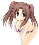 bad_id bad_pixiv_id bent_over bikini brown_eyes brown_hair food food_in_mouth long_hair original popsicle solo swimsuit tapioka_(coconuts) twintails 