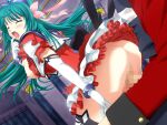  1boy 1girl 2000s_(style) aqua_hair ass ayahime_kurumi blush bow bracelet breasts breasts_out censored closed_eyes clothed_sex dress elbow_gloves female_orgasm frills game_asset gloves green_hair hair_ribbon hetero jewelry large_breasts lemmtear_theta long_hair magical_girl mahou_senshi_(series) mahou_senshi_lemmtear_knights mosaic_censoring nipples no_panties non-web_source official_art open_mouth orgasm penis pink_bow pussy_juice ribbon saitou_natsuki self-datamine sex sex_from_behind skirt solo_focus straddling thighhighs vaginal variant_set visual_novel_cg white_gloves 