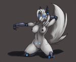  android anthro black_nipples blue_eyes breasts canine cybernetic_limb cyborg dog female glowing glowing_eyes grey_background hair hand_behind_head husky invalid_tag jess_mk_2 kneeling looking_at_viewer machine mammal mechanical navel nipples nude plain_background pose pussy robot smile solo spread_legs spreading talynn technophilia white_body white_hair 