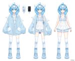  absurdres ahoge arahashi_tabi blue_eyes blue_hair braid breasts commentary_request haechi_ya hair_between_eyes highres korean_commentary lingerie medium_hair official_alternate_costume official_alternate_hairstyle official_art reference_sheet simple_background small_breasts stellive tachi-e thighhighs twin_braids underwear white_background white_thighhighs 