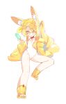  1girl above-cleavage_cutout ame_morib animal_ears blue_archive cameltoe clothing_cutout commentary_request diamond_cutout flat_chest food fox_ears fox_girl full_body hair_over_one_eye highleg highleg_one-piece_swimsuit highres holding holding_food holding_popsicle jacket long_hair long_sidelocks looking_at_viewer melting melting_popsicle missing_halo one-piece_swimsuit orange-tinted_eyewear ponytail popsicle sandals seia_(blue_archive) seia_(swimsuit)_(blue_archive) sidelocks simple_background sitting solo sunglasses swimsuit thick_thighs thighs tinted_eyewear very_long_hair visor_cap wet white_background white_one-piece_swimsuit yellow_jacket yellow_sandals yellow_visor_cap 