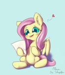 &lt;3 alasou equine female feral fluttershy_(mlp) friendship_is_magic fur green_eyes hair horse letter mammal my_little_pony pegasus pink_hair pony solo wings yellow_fur 