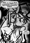  animal animal_on_head bare_shoulders bird bird_on_head blush breast_press breasts cerebella_(skullgirls) chinese_clothes cleavage drunk eccma417 english feng_(skullgirls) flat_chest greyscale groping hat large_breasts monochrome multicolored_hair multiple_girls on_head out_of_frame profanity short_hair skullgirls sweatdrop two-tone_hair vice-versa_(skullgirls) 