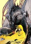  bad_id bad_pixiv_id blonde_hair cape cloak cthulhu_mythos fate/zero fate_(series) gilgamesh hastur hood king_in_yellow lilin99jh monster red_eyes yellow_sign 