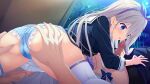  1boy 1girl 69 black_bow blue_eyes blue_hairband blue_jacket blue_panties blue_pants bow bowtie censored cropped_jacket da_capo da_capo_iv fellatio from_behind game_asset gem grabbing_another's_ass grabbing_another's_penis green_gem grey_hair grey_vest groping hair_between_eyes hair_ornament hairband hand_on_another's_thigh heart heart_hair_ornament highres indoors jacket leaning_on_person licking licking_penis long_hair long_sleeves looking_at_penis lying miniskirt mole mole_on_thigh mosaic_censoring non-web_source official_art on_back open_mouth oral panties pants penis plaid_clothes plaid_vest pleated_skirt red_bow red_bowtie red_gem sagisawa_arisu sailor_collar school_uniform shirt skirt stained_panties tanihara_natsuki thighhighs tokisaka_ichito underwear very_long_hair vest white_jacket white_sailor_collar white_shirt white_skirt white_thighhighs 