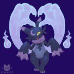 absurd_res ambiguous_gender dark_body dark_fur disembodied_hand divanios felid feline feral fur ghost ghost_hand hi_res mammal pal_(species) palworld pocketpair solo spirit wispaw yellow_eyes
