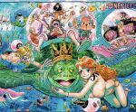  bikini breasts cover cover_page highres hot manga_cover nami_(one_piece) nipples non-web_source nude_filter one_piece resized swimming swimsuit third-party_edit third-party_watermark topless_female upscaled 