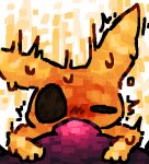 ambiguous_gender big_ears big_eyes blushing_profusely bodily_fluids duo feral genitals hi_res lizard_(rain_world) male male/ambiguous monk_(rain_world) oral orange_body penis penis_in_mouth pink_lizard_(rain_world) pink_penis rain_world scaliescum shaking slugcat sweat sweatdrop videocult