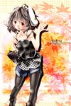  alternate_color alternate_costume animal_ears bag bare_shoulders black_legwear brown_hair bunny_ears camisole carrot contemporary handbag inaba_tewi legwear_under_shorts messy_hair pantyhose red_eyes short_hair shorts solo standing sugiyuu touhou 