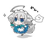  :&lt; ahoge angeltype animal_ears braid chibi dog_ears dog_tail inu_sakuya izayoi_sakuya knife short_hair silver_hair solo tail touhou twin_braids 