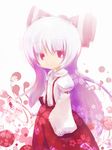  bow fujiwara_no_mokou hair_bow hair_ribbon komaruri long_hair pants red_eyes ribbon silver_hair solo suspenders touhou very_long_hair white_hair 