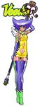  boots checkered full_body green_footwear highres matsuda_miki navel original p-51_mustang personification race_queen racing skull solo staff standing thighhighs white_background zettai_ryouiki 