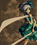  bad_id bad_pixiv_id caramel_senbei_(artist) dual_wielding hair_ribbon highres holding konpaku_youmu ribbon sheath solo sword touhou weapon 