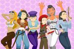  6+girls 6girls abigail_(final_fight) angry annoyed armor arrow belger belt beret black_hair blond_hair blonde_hair blue_eyes bow bow_gun bow_tie bowtie breast breasts brown_eyes brown_hair capcom cleavage closed_eye crossed_arms damnd damnd_(final_fight) dark_skin edi_e edi_e._(final_fight) explosive eyes_closed final_fight genderswap green_eyes grenade grey_hair gun hat helmet horace_belger_(final_fight) japanese_armor kanji katana long_hair mad_gear_gang mask midnight_bliss midriff military multicolored_hair multiple_girls open_mouth police police_uniform rolento rolento_(final_fight) samurai_armor short_hair sodom sodom_(final_fight) stick street_fighter sunglasses sword two-tone_hair two_tone_hair uniform weapon 