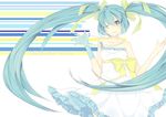  aqua_eyes aqua_gloves aqua_hair bad_id bad_pixiv_id bow dress fen_renlei frilled_dress frills gloves hair_bow hatsune_miku jewelry long_hair necklace one_eye_closed ribbon smile solo strapless strapless_dress striped striped_ribbon twintails very_long_hair vocaloid 