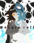  alternate_color black_hair blue_eyes blue_hair frown gen_(enji) goggles goggles_on_head gumi heterochromia mosaic_roll_(vocaloid) orange_eyes short_hair solo vocaloid 