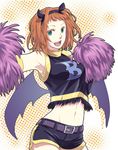  animal_ears bad_id bad_pixiv_id belt bliss_(ferment_factory) cheerleader crop_top crop_top_overhang green_eyes jinnai_alice major midriff navel open_mouth orange_hair pom_poms short_shorts shorts solo wings 