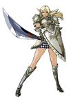  armor artist_request blonde_hair boots elf elf_(lineage_2) gauntlets lineage lineage_2 long_hair long_legs pointy_ears shield solo sword weapon 