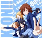  akiyama_mio bad_id bad_pixiv_id black_eyes black_hair blonde_hair brown_hair closed_eyes danzero foreshortening hair_ornament hirasawa_yui k-on! kotobuki_tsumugi long_hair multiple_girls nakano_azusa one_eye_closed pantyhose school_uniform short_hair tainaka_ritsu v 