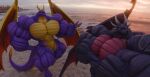 3d_(artwork) activision anthro anyveon beach big_muscles cynder digital_media_(artwork) duo featureless_crotch hi_res huge_muscles humanoid hyper hyper_muscles male muscular muscular_male outside photo_background photography_(artwork) spyro spyro_the_dragon