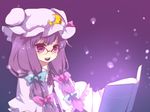  bad_id bad_pixiv_id bespectacled bow crescent glasses gushiko hat long_hair patchouli_knowledge pink_bow purple_hair solo touhou 