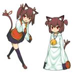  animal_ears bell brown_hair copyright_request red_eyes sajipen tail thighhighs 