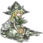  blonde_hair hat kirisame_marisa plant potted_plant sitting solo touhou uewtsol witch_hat 