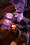 3d_(artwork) anthro anthrofied big_breasts biped book bottomwear breasts candle cleavage clothed clothing digital_media_(artwork) equid equine eyelashes female footwear friendship_is_magic hasbro hi_res high_heels horn lit_candle mammal miniskirt my_little_pony mythological_creature mythological_equine mythology navel pupils rinny skirt solo starlight_glimmer_(mlp) thick_thighs unicorn