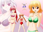  bikini blonde_hair blue_eyes blue_hair braid closed_eyes engo_(aquawatery) green_eyes long_hair lyrical_nanoha mahou_shoujo_lyrical_nanoha_strikers minigirl multiple_girls one-piece_swimsuit orange_hair ponytail red_eyes red_hair reinforce reinforce_zwei shamal short_hair side-tie_bikini signum swimsuit twin_braids vita white_hair 