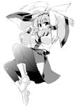  armpits detached_sleeves gohei greyscale japanese_clothes kochiya_sanae monochrome pantyhose solo tajima_yuuki touhou 