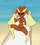 anthro beach bikini clothing female female/female food generation_4_pokemon hi_res lopunny nintendo pokemon pokemon_(species) popsicle riverxa solo swimwear