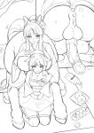  2girls absurdres animal_ears animal_penis anus centaur commentary drunk english_commentary full-package_futanari futa_with_female futanari greyscale grinding highres hooves horse_ears horse_penis horse_tail huge_penis japanese_clothes kimono lineart monochrome mother_and_daughter multiple_girls norza original penis picnic pussy sketch smile tail taur testicles veins veiny_penis 