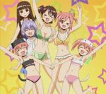  &gt;_&lt; akashi_yuuna bikini closed_eyes hood hoodie izumi_ako lowres mahou_sensei_negima! multiple_girls narutaki_fumika narutaki_fuuka one_eye_closed ookouchi_akira sasaki_makie screencap stitched swimsuit third-party_edit 