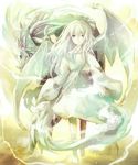  bad_id bad_pixiv_id barefoot blonde_hair copyright_request dragon green_eyes long_hair robe solo sui_(petit_comet) wings 