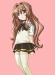  brown_hair long_hair morino_ichigo non-web_source onegai_teacher red_eyes school_uniform solo thighhighs 
